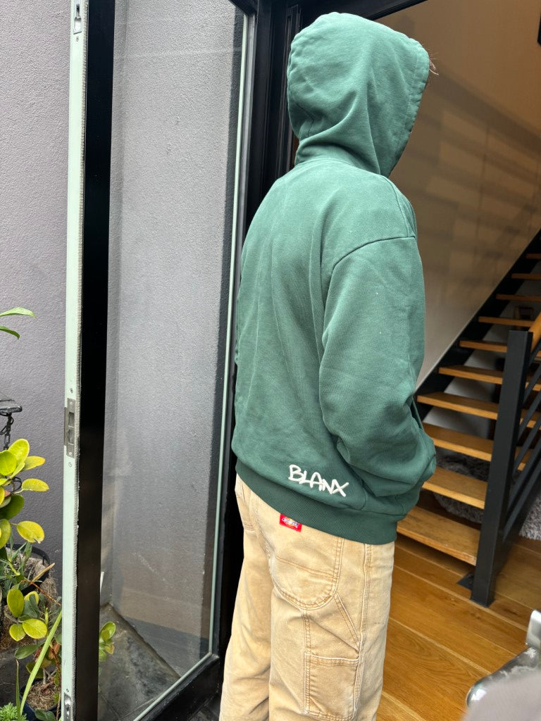 Distressed Patch Logo Hoodie (Forest Green)