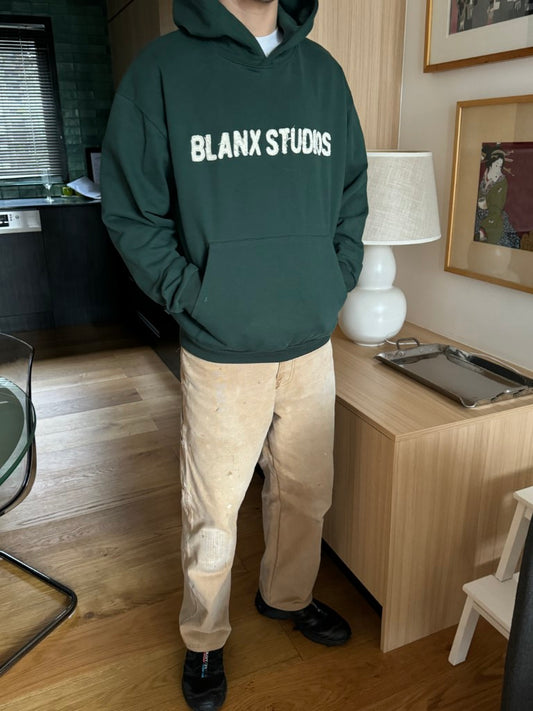 Distressed Patch Logo Hoodie (Forest Green)