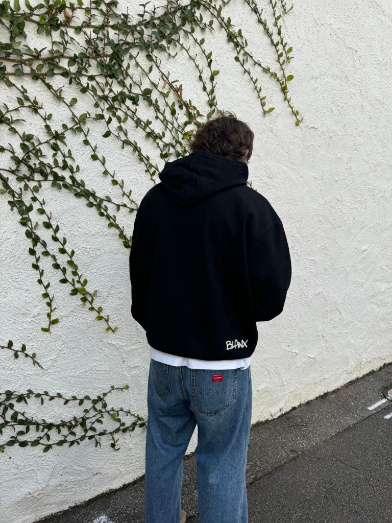 Distressed Patch Logo Hoodie (Black)