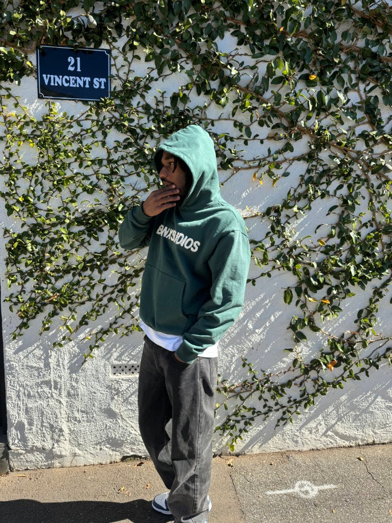 Distressed Patch Logo Hoodie (Forest Green)