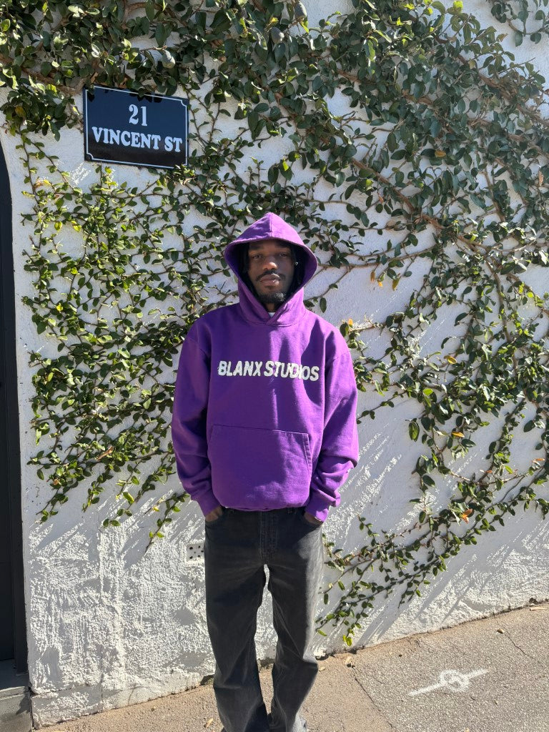 Distressed Patch Logo Hoodie (Purple)