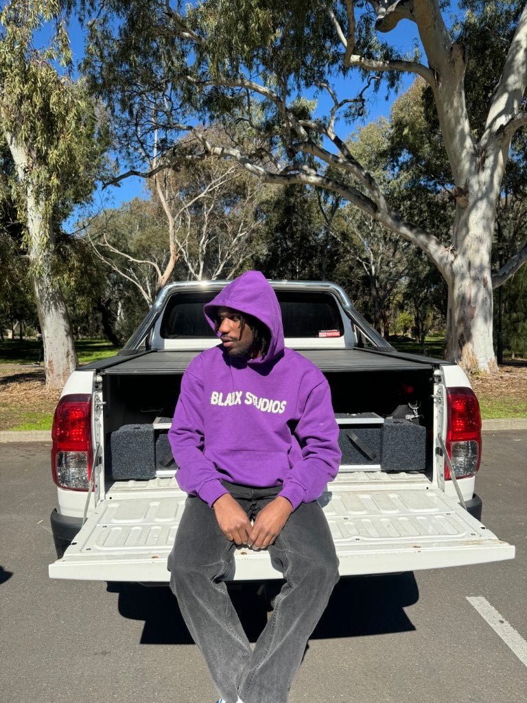 Distressed Patch Logo Hoodie (Purple)