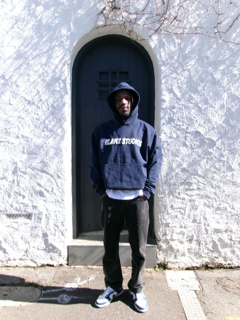 Distressed Patch Logo Hoodie (Navy)